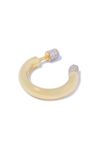 Small Tube Earring, 14k Yellow Gold & Diamond